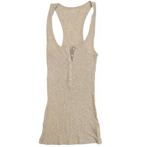 Aerie Real Soft Shine Tank in XXS Oatmeal Heather with Snaps